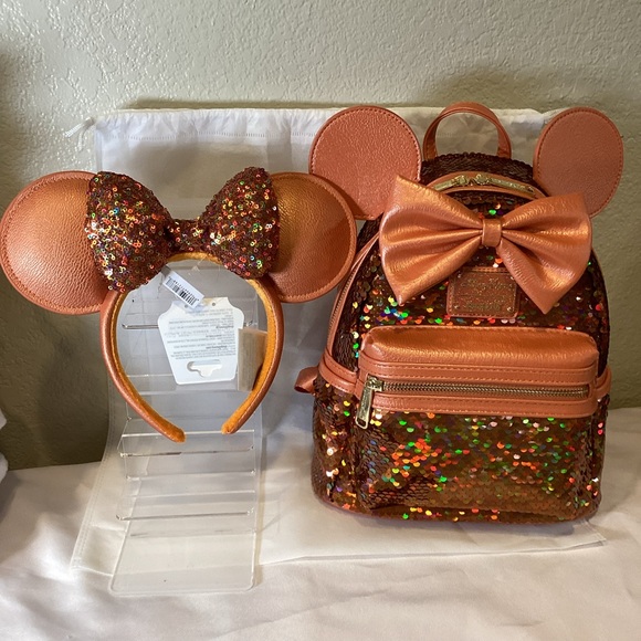 Peach Punch Sequin Minnie Loungefly SET - Picture 2 of 7